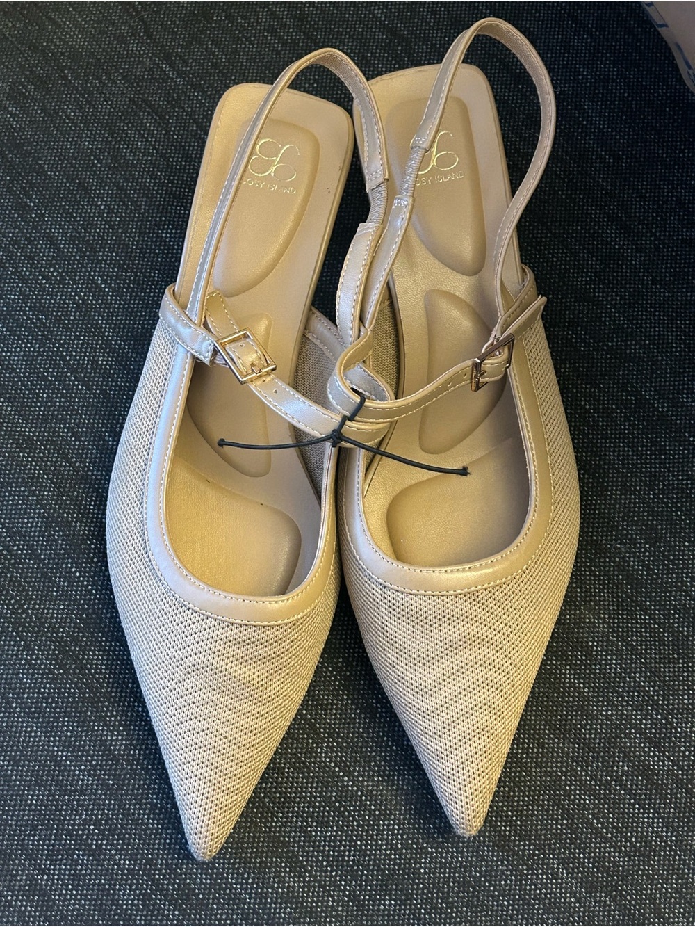 Cosy Island Pointed Slingback kitty Heels in Tan - Women Shoes